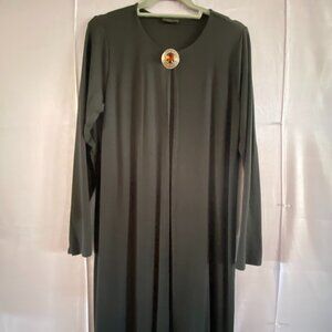 J. Jill Long Sleeve Dark Green Maxi Dress with Decorative Brooch